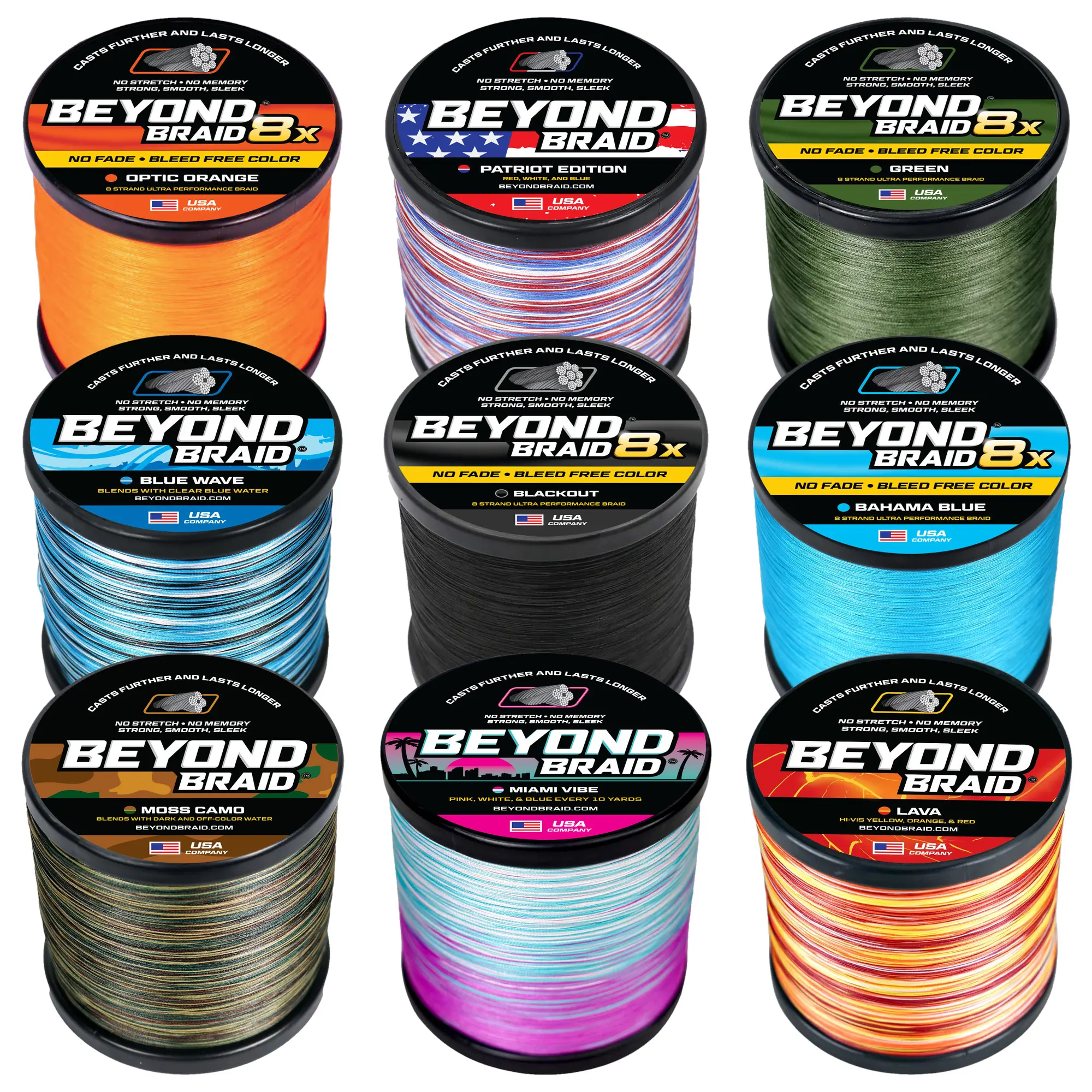 Beyond Braid Pro Grade PE Fibers Braided Fishing Line - 300yd Spool for Longer Trips, Low Stretch, Abrasion Resistant, Feel Every Bite, Increased Hookup Ratio, Less Wind Knots, Efficient Casts, Extended Lifespan, for Saltwater & Freshwater Fishing Stuff