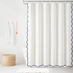 Lush Decor Coastal Chic Scalloped Edge Shower Curtain 72"L x 72"W Polyester Cotton Blend Bathroom Accessory Machine Washable