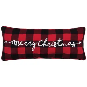 C&F Home Merry Christmas Plaid EmbroideredThrow Pillow
