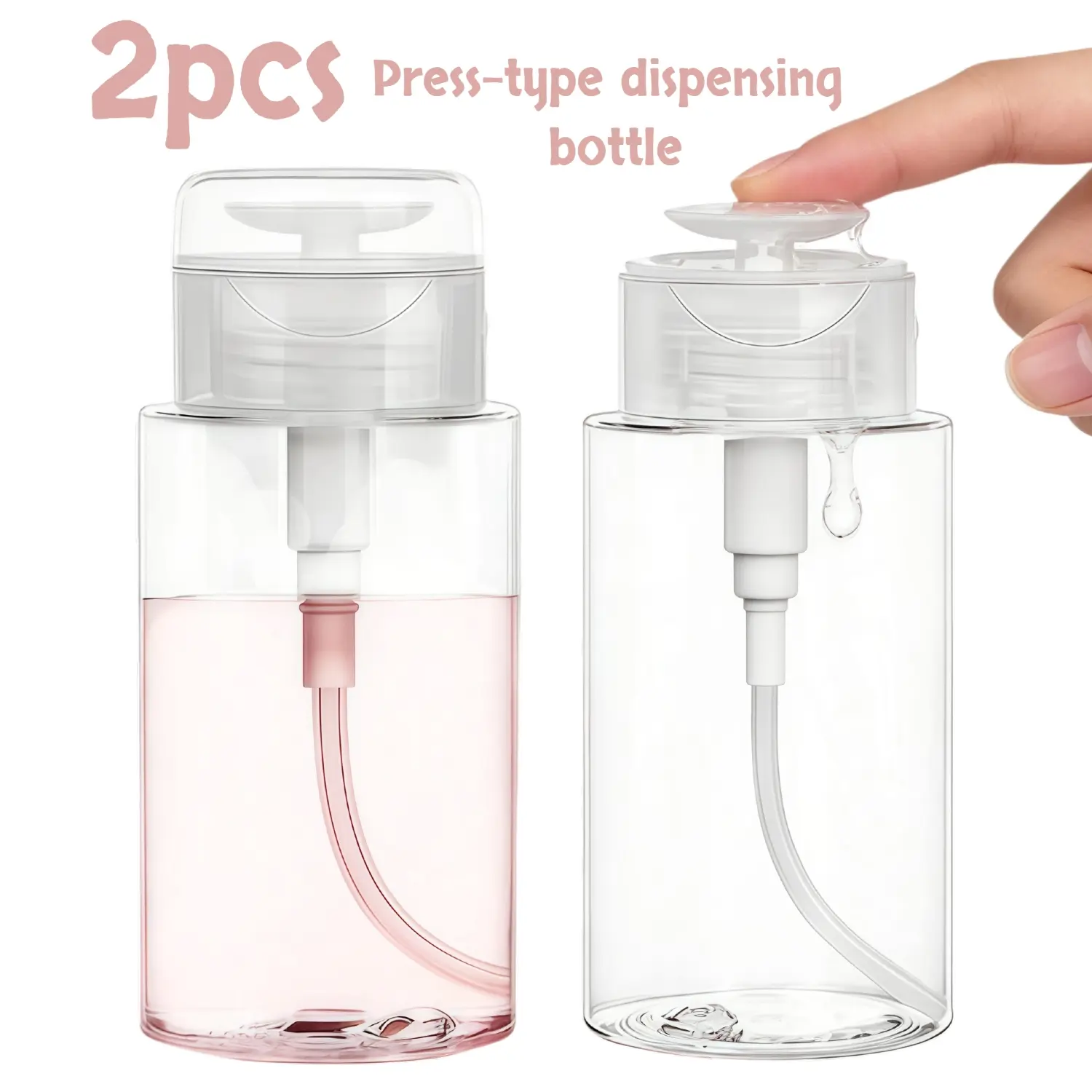 2pcs travel bottle set, empty press and pump dispensers, Refillable Design, refillable for makeup remover, nail polish remover, toner, lightweight and portable, Empty Cosmetic Bottles