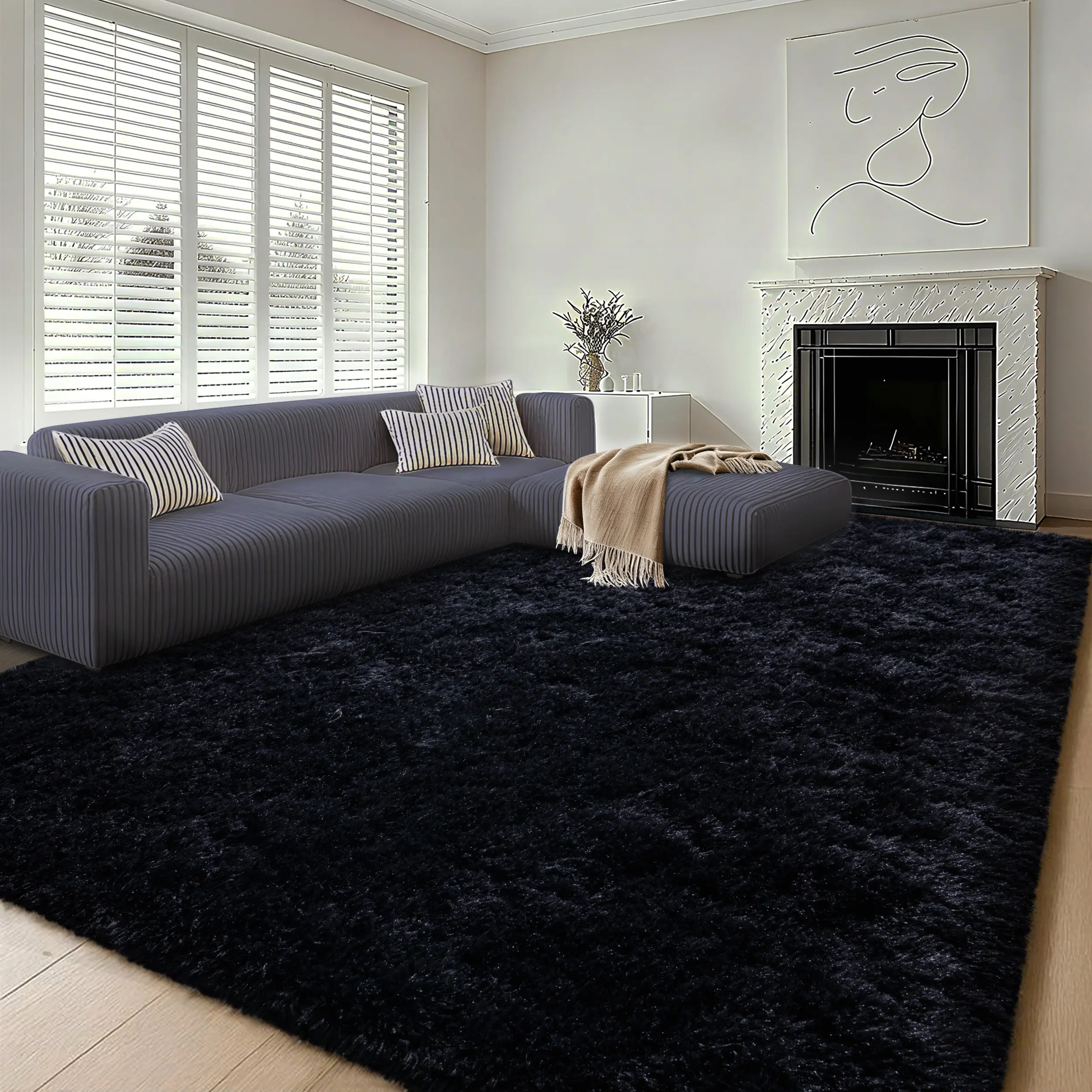 [Back to School ] MUGORN Super Soft Large Living Room Carpet Plush Bedroom Rug Luxurious Modern Floor Rug, Plush Home Decoration Aesthetic Suitable for Boys' and Girls' Rooms, Soft Decor, Thick Plush Carpet, Bedroom Rug Mat,dorm essentials,home essentials
