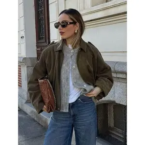 New Fashion Suede Casual Style Textured Effect Pilot Jacket Coat