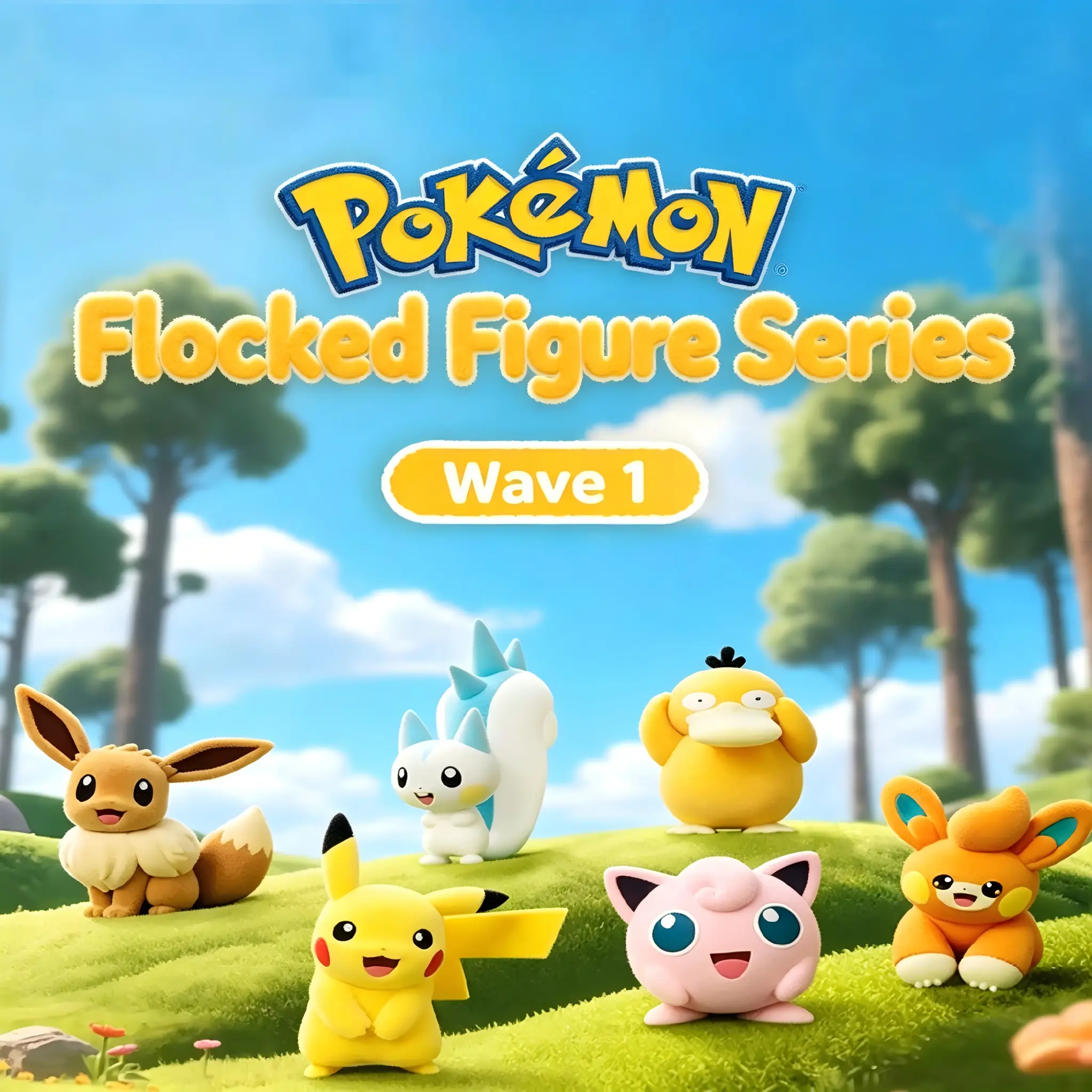 MINISO Pokémon Flocked Series Figurines, Authentic, Cute Desktop Decorations, Gift for Men and Women