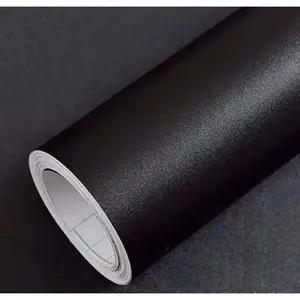 Matte Black Wallpaper Plain Vinyl Film Self-Adhesive Shelf Liner Drawer Peel-Stick Countertop (16"x120", Black)