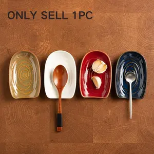 Ceramic Kitchen Utensil Holder with Spoon Rest, Tableware, Multicolor Retro Aesthetic Design, Durable Space-Saving Organizer for Home Kitchens & Restaurants