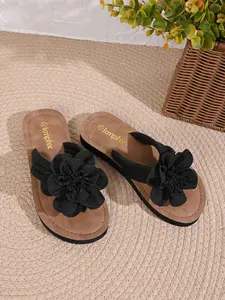 Summer New Floral Flip Flops, Women's Outdoor Flat Sandals, Comfortable Beach Shoes, Perfect for Home and Vacation