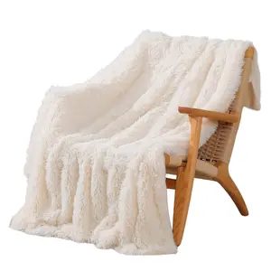 Decorative Extra Soft Fuzzy Faux Fur Throw Blanket 50" x 60",Solid Reversible Long Hair Shaggy Blanket,Fluffy Cozy Plush Comfy Microfiber Fleece