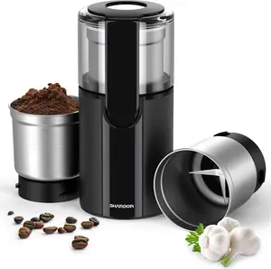 SHARDOR Coffee Grinder Electric, Spice Grinder Electric, Herb Grinder, Grinder for Coffee Bean Spices and Seeds with 2 Removable Stainless Steel Bowls, Black