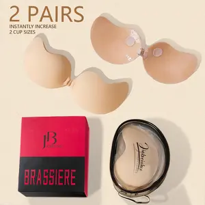 2 Pairs Invisible Strapless Adhesive Bra Backless Push Up Bra Reusable Sticky Cups Seamless Design Perfect for Strapless and Backless Outfits Womenswear Essentials
