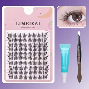 DIY Eyelash Cluster 1 Box 10 Rows Meow Gold False Eyelash Adhesive Set+Eyelash Adhesive+Special Eyelash Clip Diy Lash Clusters