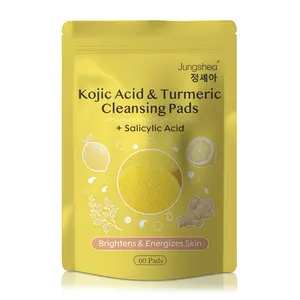 Jungshea 60pcs Kojic Acid & Turmeric Cleansing Pads Kits, 60pcs/set Gentle Exfoliating Pads, Facial Skin Care Pads Daily Cleanser
