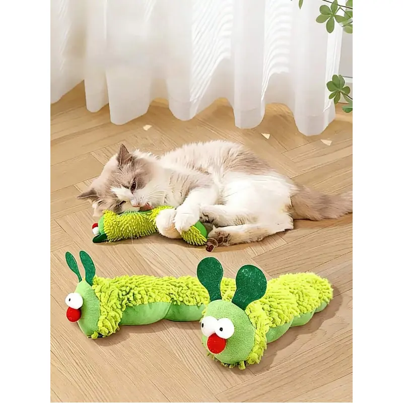 1-2 Pcs Bionic Shape Caterpillar Catnip Pillow, Plush Fabric Cat Toy for Self-Play, Pet Supplies for Cats