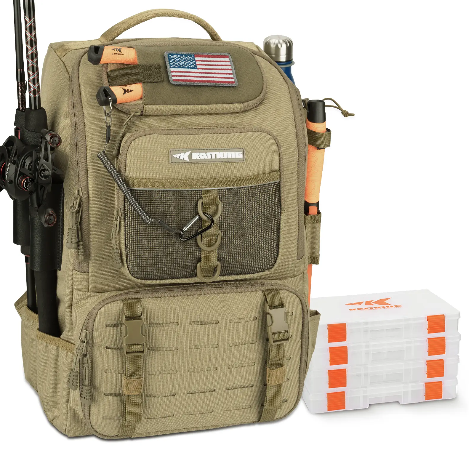 Khaki (With 4 Tackle Trays Included)-L