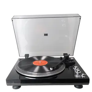 Vintage Belt - Driven Record Player Turntable with Bluetooth Transmitter and Pre Amplifier 2 - Speed RCA Line LP Vinyl Players for Sound Black for Vinyl Records Perfect Gift for Music Lover Vintage Collection Speaker Audio