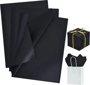 100 Sheets Black Tissue Paper Bulk, Wrapping Tissue Paper for Gift Bags, 14 x 20 Inch Gift Wrap for Halloween Birthday Wedding Graduation DIY Crafts Holiday Flowers