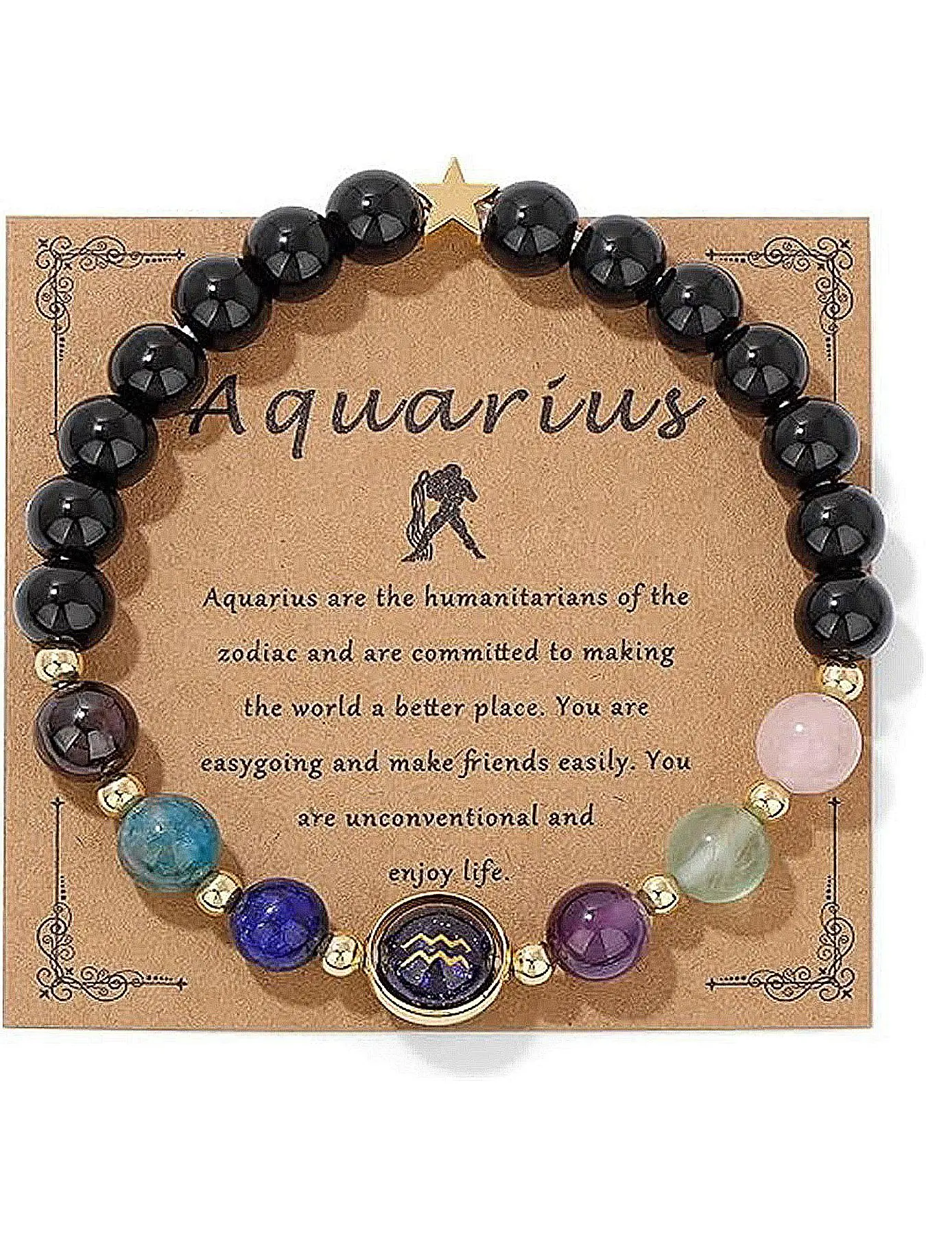 12 Constellations Natural Crystal Beaded Bracelet, Fashionable Simple and Casual Bracelet, Suitable for Wearing at Any Time, Birthday Gift, Mix Bracelet, Crystal Bracelets