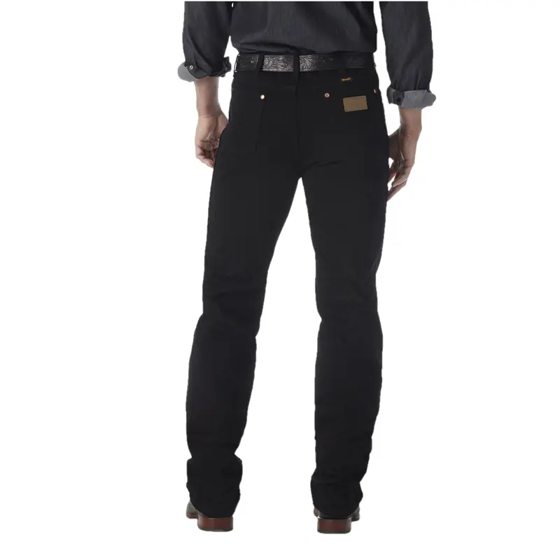 Wrangler Men's Slim Fitting Dark Wash Cowboy Denim Jeans - Shadow Black, Cotton, Plain, 5-Pocket Style Construction, 11" High Rise, Casual Menswear, Style 0936WBK, 5-Pocket Men's Jeans