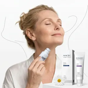 Collagen Neck Cream with 5-Roller Massager, Hyaluronic Acid Vitamin C&E, Neck Contour Lifting, Fade Wrinkles Relieve Edema for Wrinkled Skin Body Care