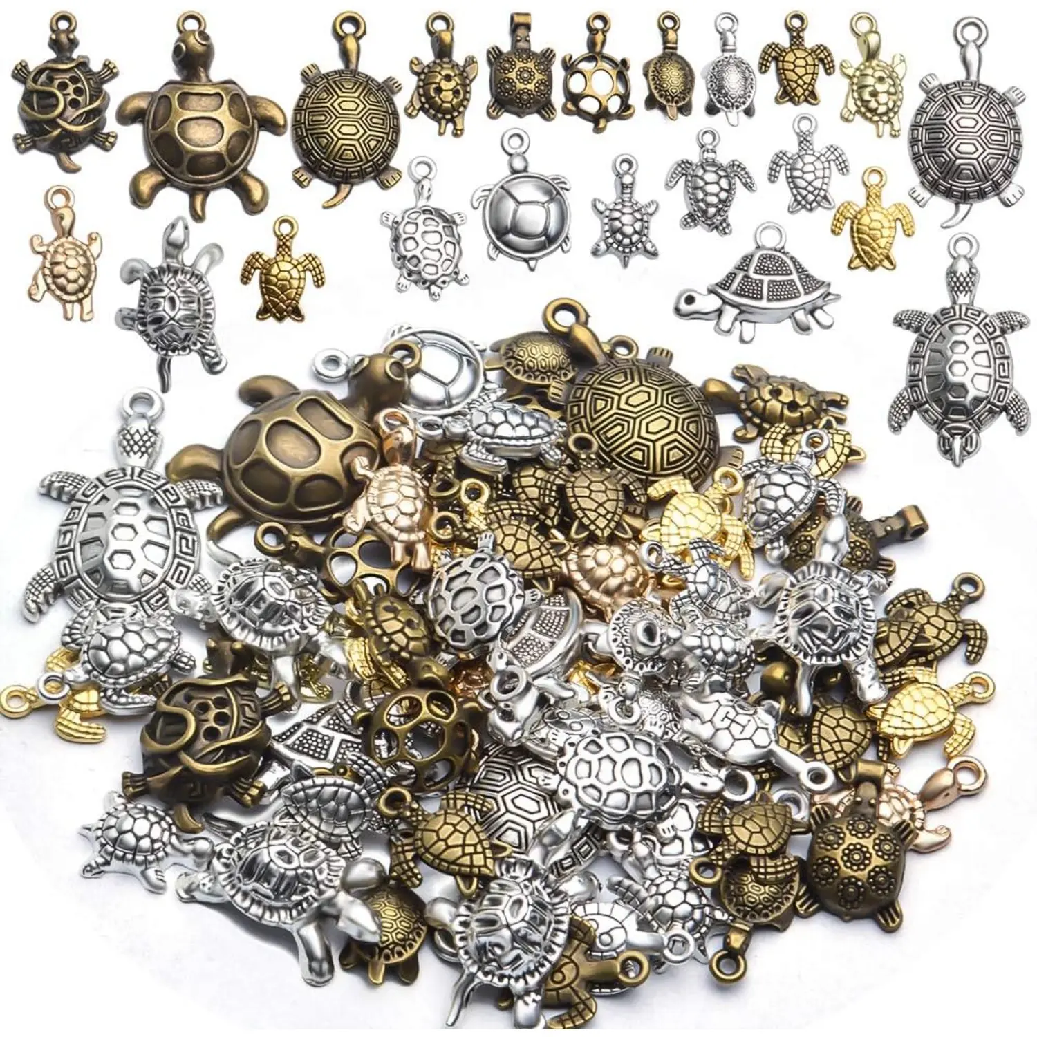 100g Mixed Styles Antique Animal Sea Turtle Charms Pendant Alloy Charms for Earring Necklace Bracelet Jewelry DIY Making