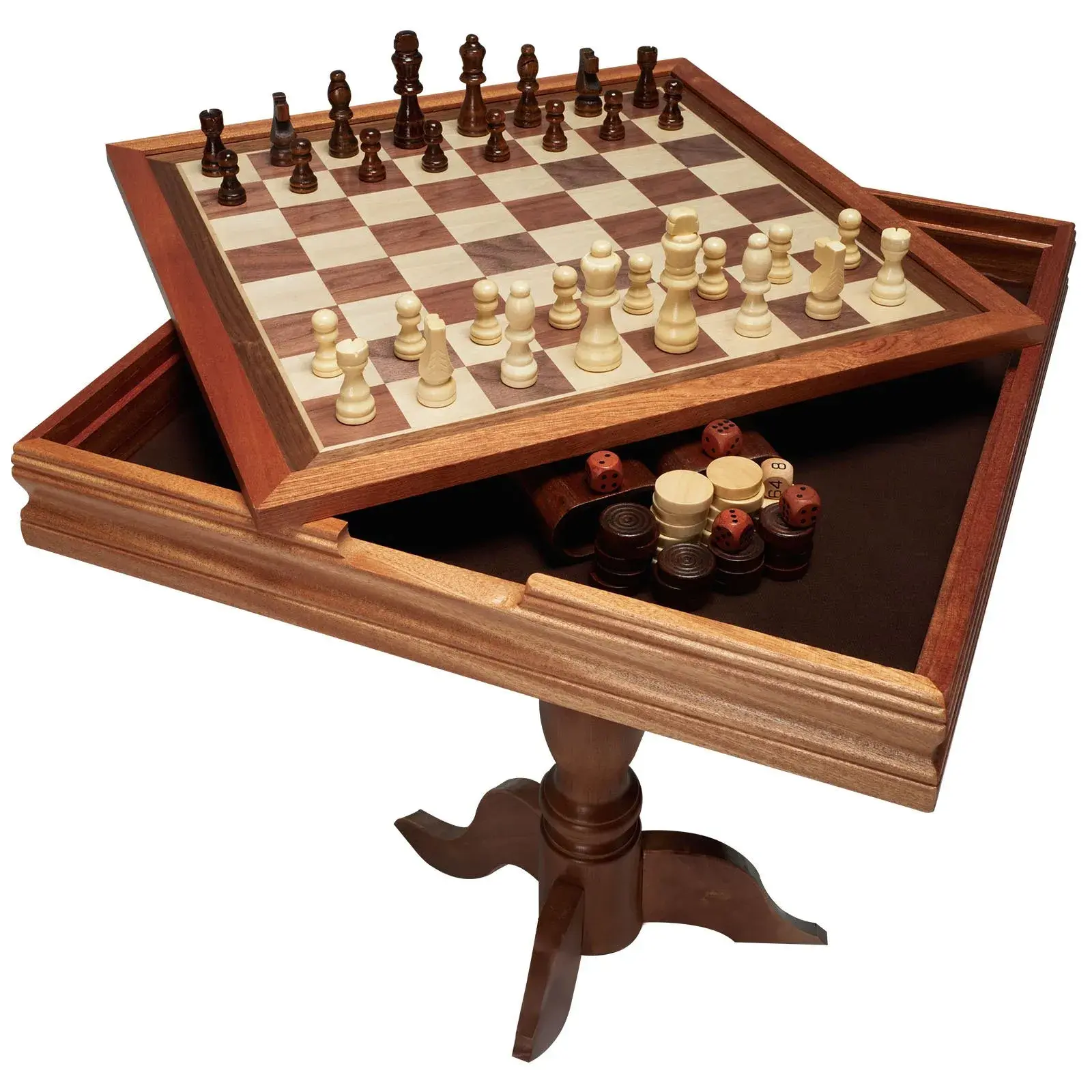3-in-1 Chess, Checkers & Backgammon Table Set – 18-Inch Premium Wooden Game Table | Deluxe Combo Furniture for Family Board Games, Ideal Gift