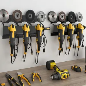1pc Wall Mounted Multifunctional Metal Tool Storage Rack, Heavy Duty Construction Power Tool Organizer - Suitable for Tool Storage Racks Such as Dehydration , Cutting Machines, and Polishing Machines in Garages and Workshops Storage and Organization