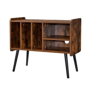 Father's Day Gift VEVOR Record Player Stand, Turntable Stand Holds Up to 220 Albums, Vintage Vinyl Record Cabinet with Removable Shelves, Record Player Table with Adjustable Height for Living Room, Bedroom, Brown