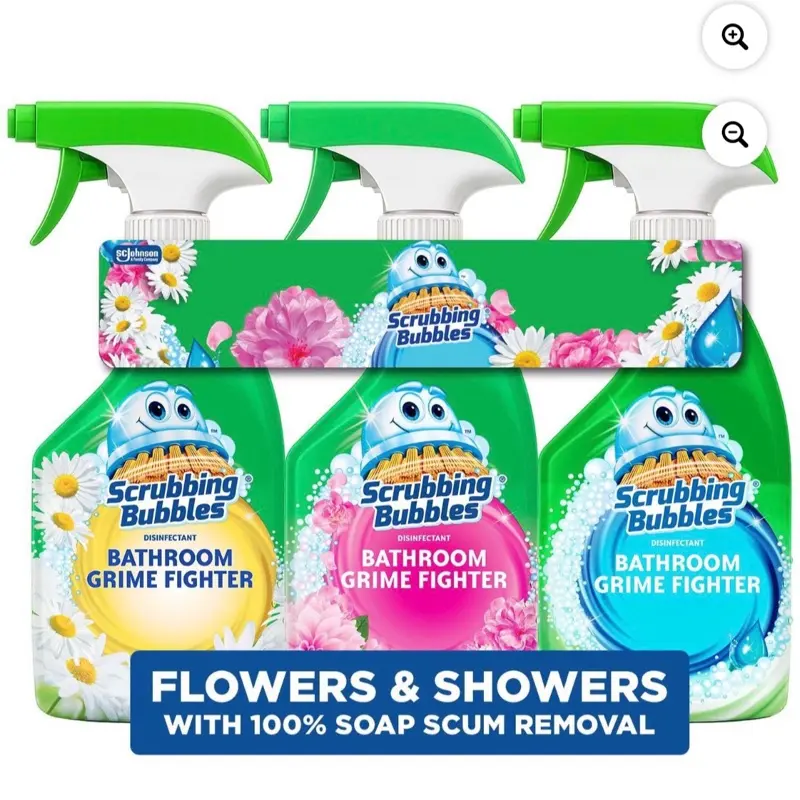 Bathroom Grime Fighter Spray (Rainshower, Petal Paradise, Floral Fusion Scents) - 32 oz, 3-Pack