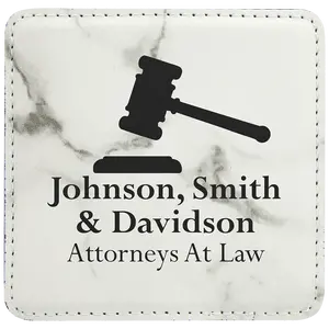 Square White Marble Laserable Leatherette Coaster