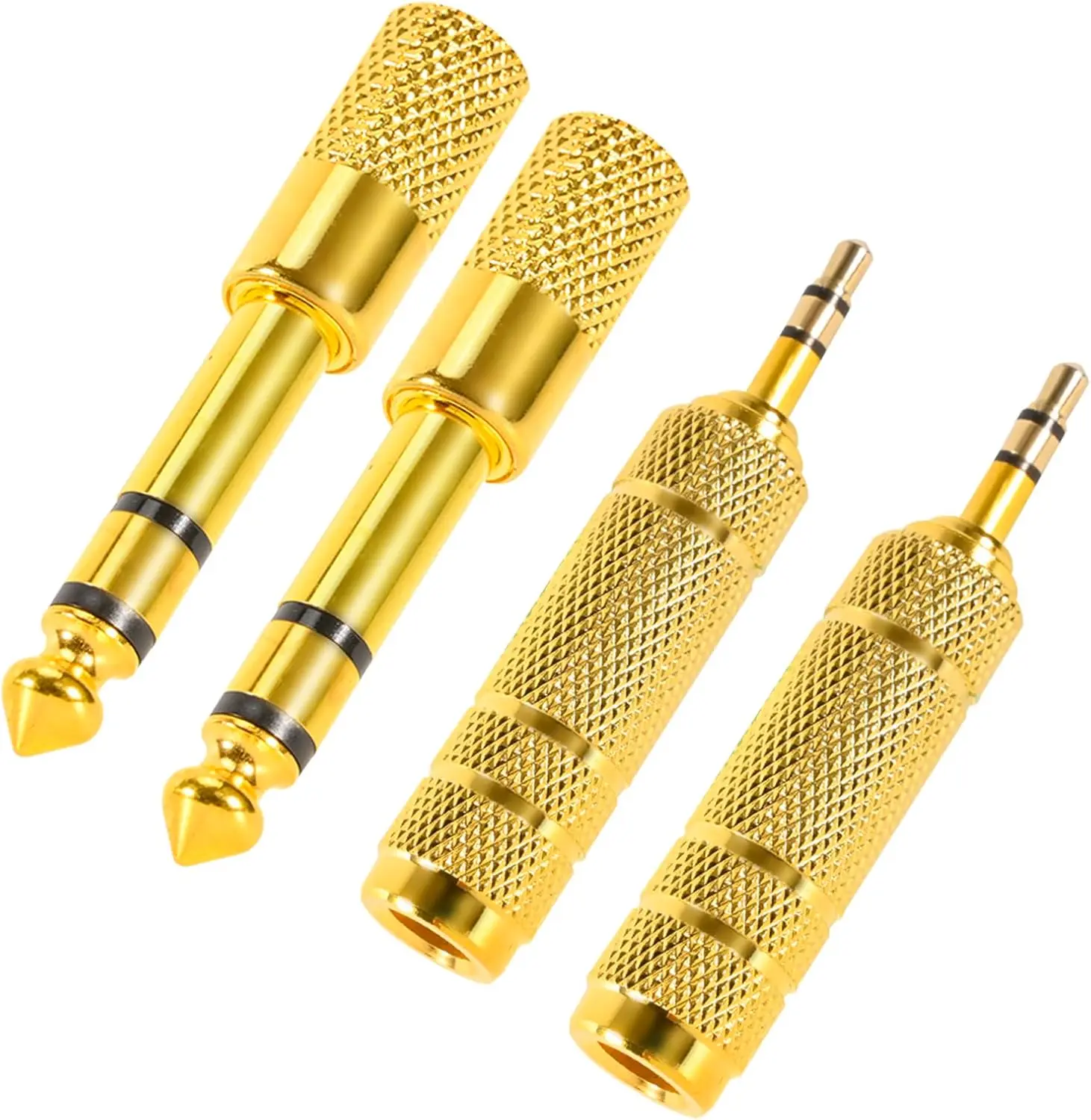 Summer Spring Gift 4 Pack Headphone Jack Adapter - 3.5mm (1/8 inch) Male to 6.35mm (1/4 inch) Female and 6.35mm (1/4) to 3.5mm (1/8) Audio Adapter for Player, Headphone, Guitar Amplifier