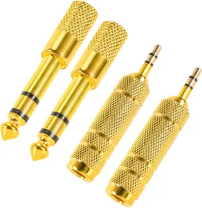 Summer Spring Gift 4 Pack Headphone Jack Adapter - 3.5mm (1/8 inch) Male to 6.35mm (1/4 inch) Female and 6.35mm (1/4) to 3.5mm (1/8) Audio Adapter for Player, Headphone, Guitar Amplifier