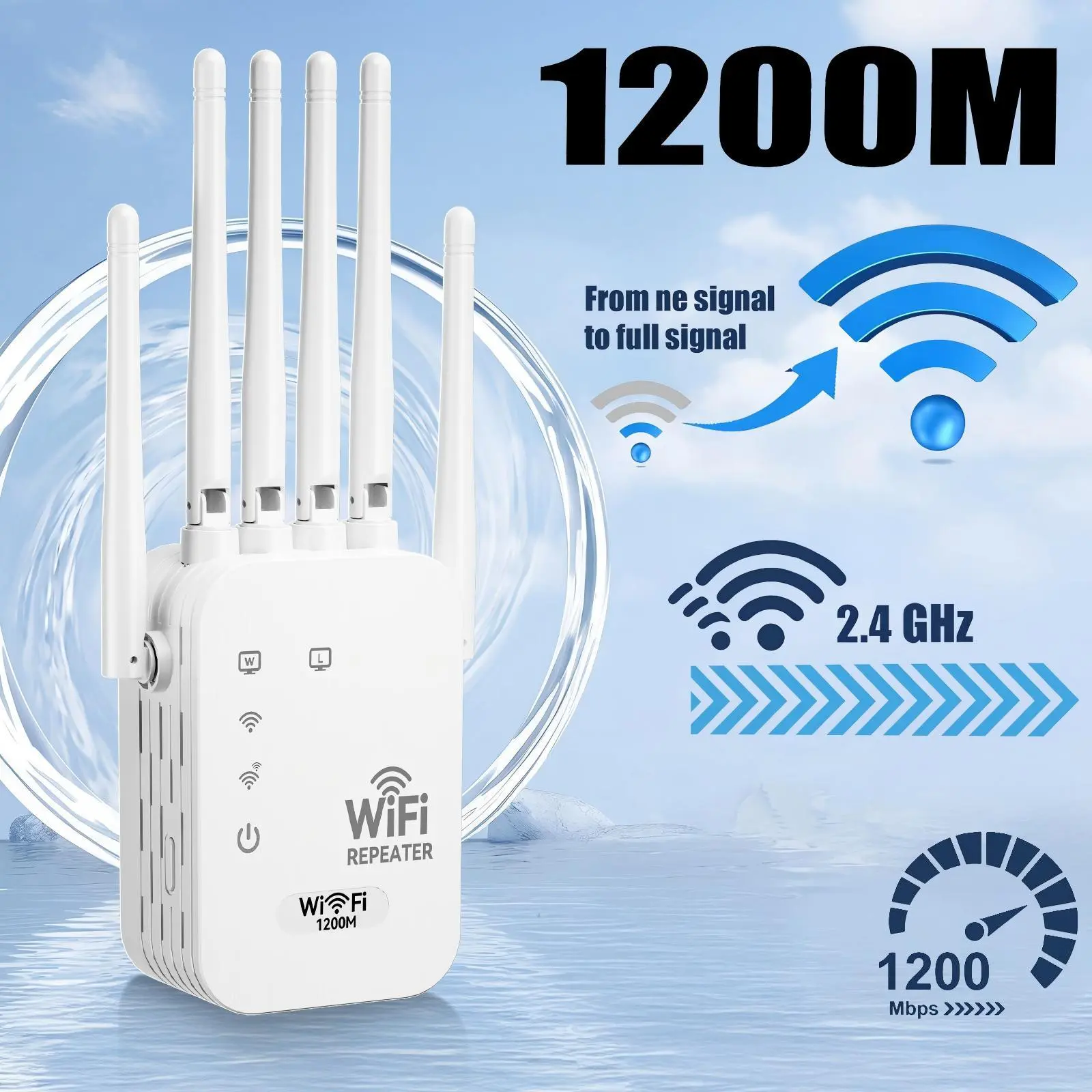 WiFi Extender 2026 6-Antenna Strong Signal, 1200Mbps Dual Band (2.4GHz) Booster, Wide Signal Coverage,Wireless Remote Amplifier, Ideal for Home Studios, Remote Workspaces, computer,Deals For You Days
