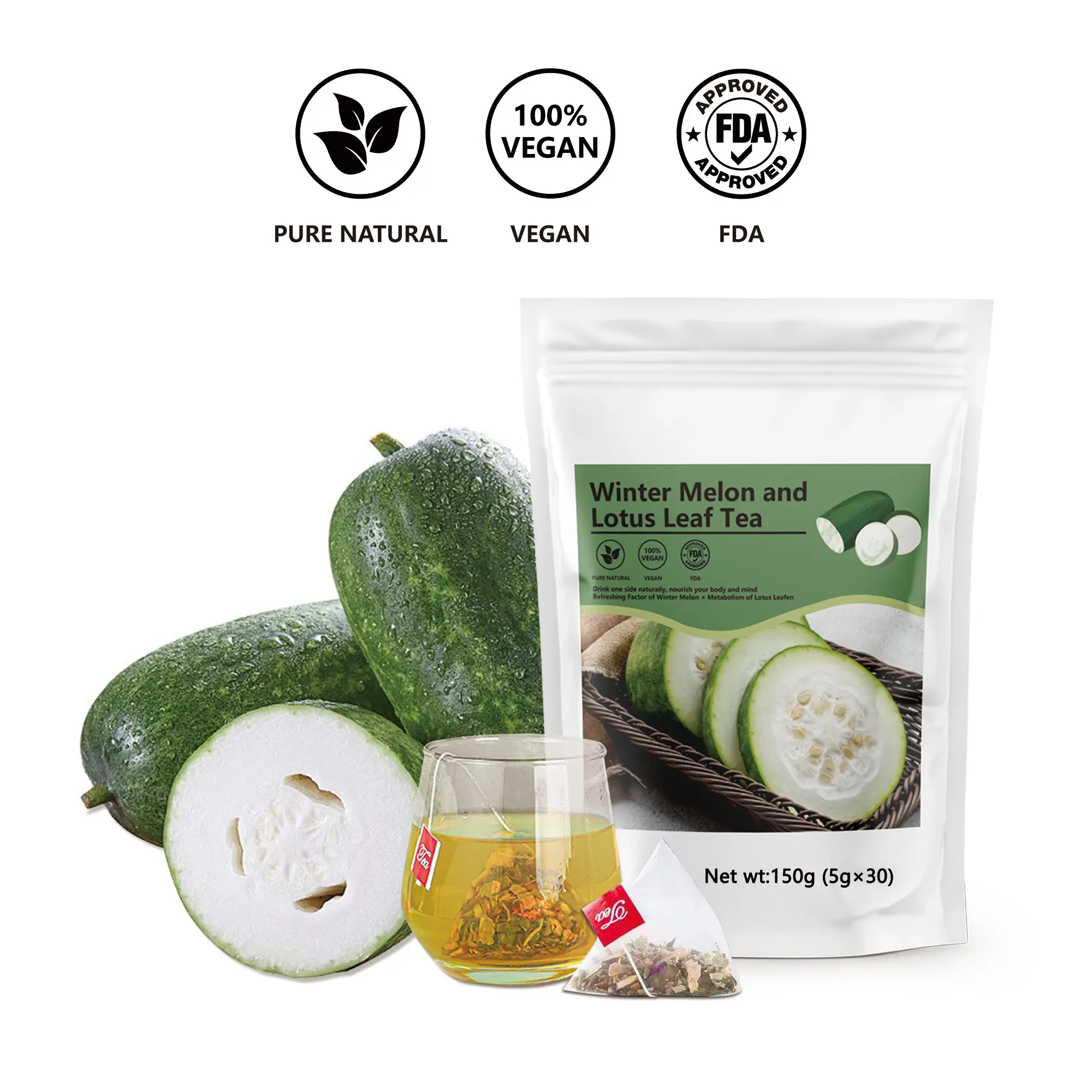 Winter Melon and Lotus Leaf Tea  Naturally Caffeine-Free, China Herbal tea Tea Bags ,Refreshing Herbal Tea, Wild-Harvested Pine Leaves,Low CalorieChina Herbal tea Tea Bags
