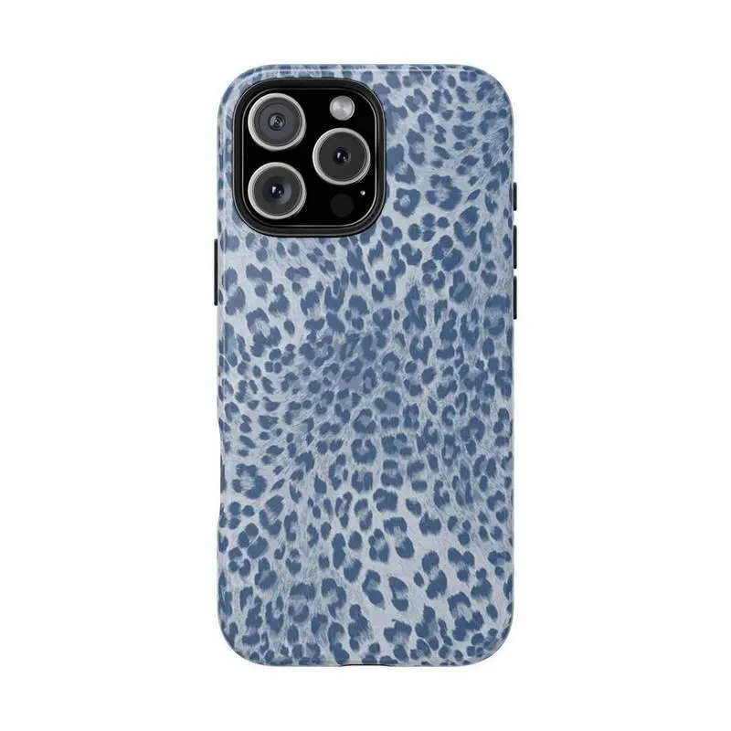 Blue Cheetah Polycarbonate Cellphone Case - Shockproof Hybrid Shell with Camera Guard, Raised Edges, Trendy Teen Accessory for iPhone 17,16,15,14,13,12,11 Pro Max,XR Devices