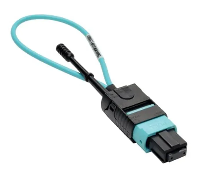 Tripp Lite N844-Loop-12F MTP/MPO Fiber Optic Loopback Tester - Female, Aqua, 4-inch, -4 to 140 F, Attenuation @1300nm: 0.7dB/km, Protective Dust Cover, Dust Cap, Push-Pull Tab for Networking Signal Testing