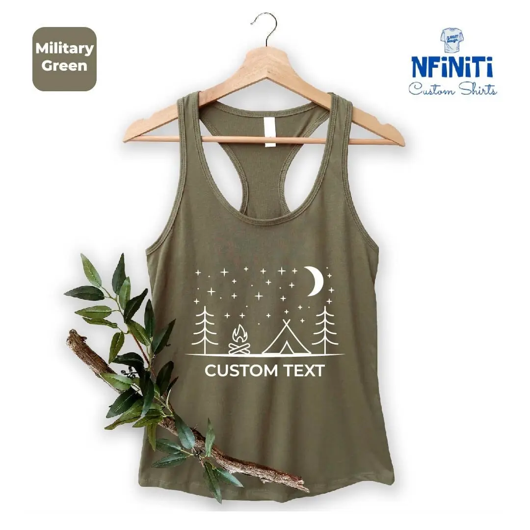 Custom Camping Tank Top, Custom Text Tank Top, Your Text Camp Tank Top, Personalized Camp Text Raceback, Camping Custom Gift Raceback