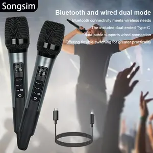Songsim Live Sound Card Microphone, Complete Singing Microphone Set with Bluetooth-compatible Accompaniment, Reverb Adjustment, Wireless Mobile Ktv, Portable Karaoke, Outdoor Noise Reduction