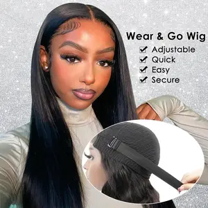 Bling Hair Wear to Go 5x5 Lace Closure Wig Bleach Knot Human Hair Pre Plucked Pre Cut Straight Brazilian Human Hair Natural Color For Beginner No Glue