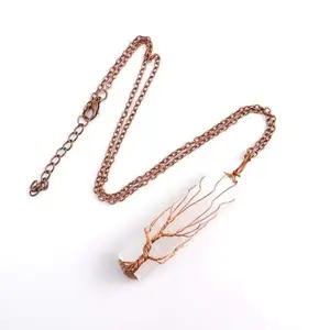 Radiant Whisper: Handmade Anti-Copper Plated Selenite Stick Pendant Necklace - Unique Creative Jewelry