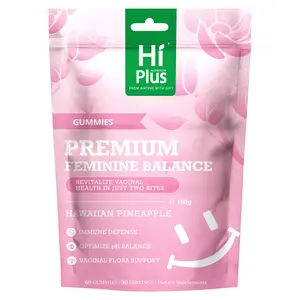 HiPlus Premium Feminine Balance Gummies for Women’s Health & Wellness | Immune Support, Vegan, Gluten-Free | Hawaiian Pineapple Flavor | 60 Gummies (30 Servings)