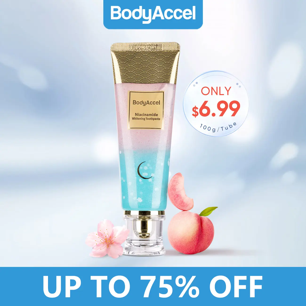 【BodyAccel 】【Triple Whitening】Niacinamide Whitening Toothpaste (Free Dry&Wet Teeth Strips Included), Essential for Home and Travel, Make Your Smile Shine（Z）