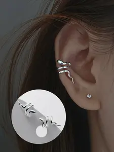 1 Pair Punk Snake Shaped Ear Cuff Earrings for Women Punk Style Earrings Non Piercing Trendy Ear Cuff Fake Earrings Stainless Steel Ear Cuffs Clip On Earrings Non Piercing Jewelry