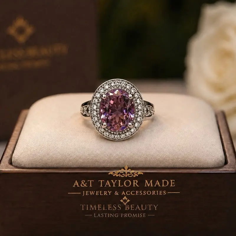 Pink Silver Plated Pink Sapphire Ring