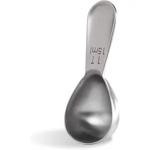 18/8 Stainless Steel Coffee Scoop: 1 Tablespoon Metal Measuring Spoon, Short Handled Measure Scooper for Ground Coffee, Bean, Espresso, Powder, for Canister (Silver, 1Tbsp/15ml)