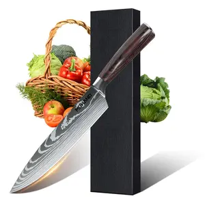 MDHAND Japanese Chef Knife - Damascus Style Stainless Steel Pro Kitchen Knife, Ideal for Slicing and Cooking