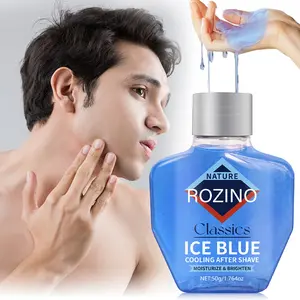 ROZINO Ice Blue Cooling After Shave 50g with Glycerin Rosemary & Laurel Essential Oil, Instant Cooling Soothes Razor Burn, Moisturizes Brightens & Firms Skin, Prevents Ingrown Hairs, Post-Shave Care for Men, Refreshing Confidence Boost