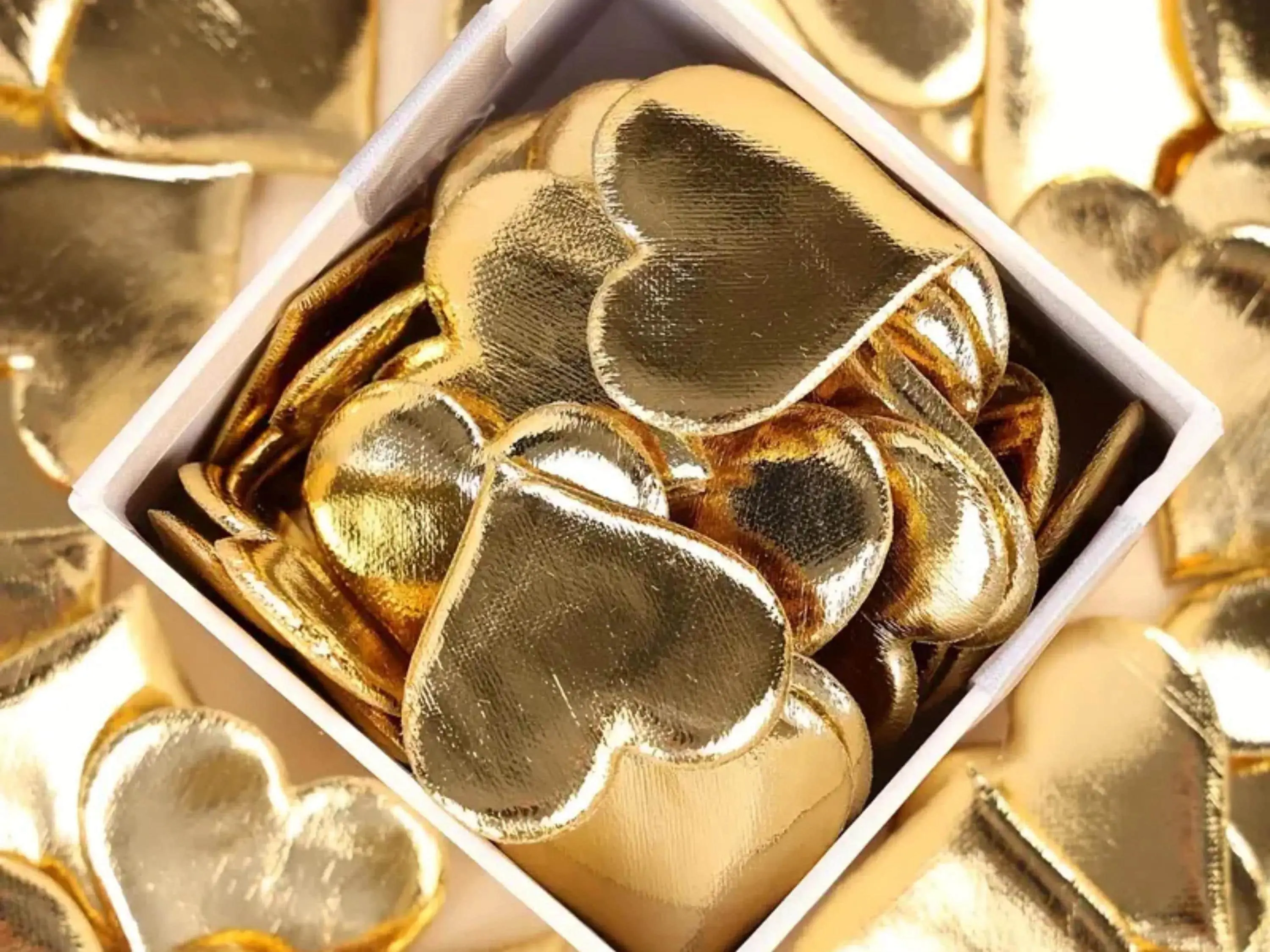 Gold Metallic Fabric Hearts 1.38" | Wedding Table Scatter | Proposal Confetti | Romantic Room Decor | Party Decorations | Anniversary Gift