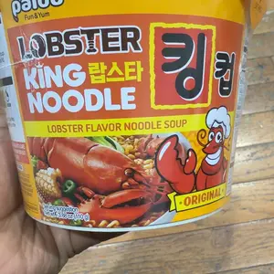 [Paldo Official] Chewy Wheat Flour Lobster Big Cup Ambient Food, 6-Packs Chews Instant Noodles (3.88 oz/110g Each) - Spicy Korean Seafood Broth, Authentic King Cup Ramyun, Seafood Feast Add-On, Quick & Convenient Meal for Busy Families, Low Sodium
