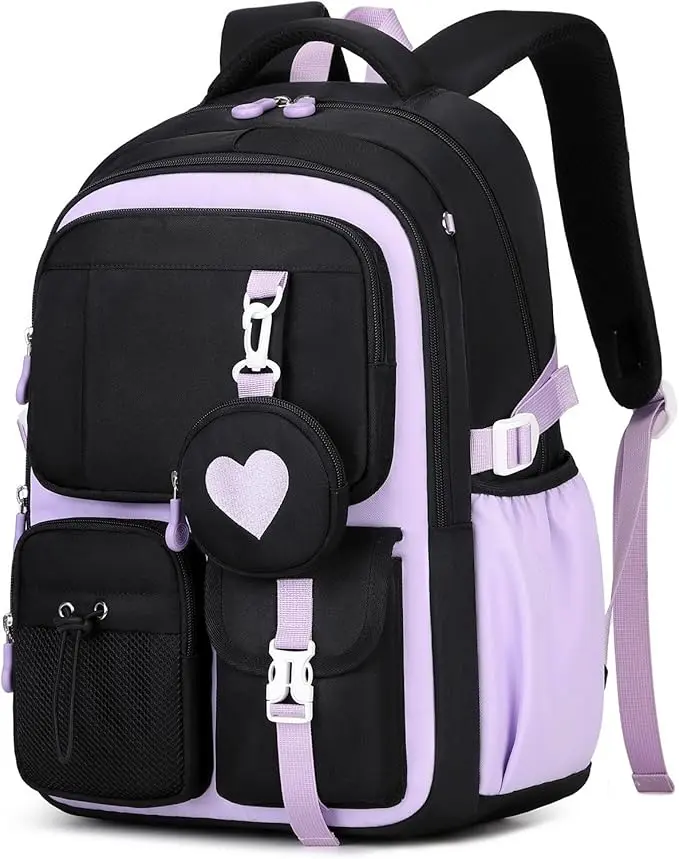 Girls' Cute Print Backpack with Adjustable Straps-Double Zips - Functional School/Travel Bag for Primary/Middle School Students