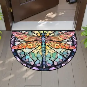 Elegant Dragonfly Pattern Non-Slip Welcome Door Mat, Velvet Material, 1000g/sq.m, 0.5mm Thick, Durable for Hallway, Living Room, Bedroom, Kitchen, Decorative Rug