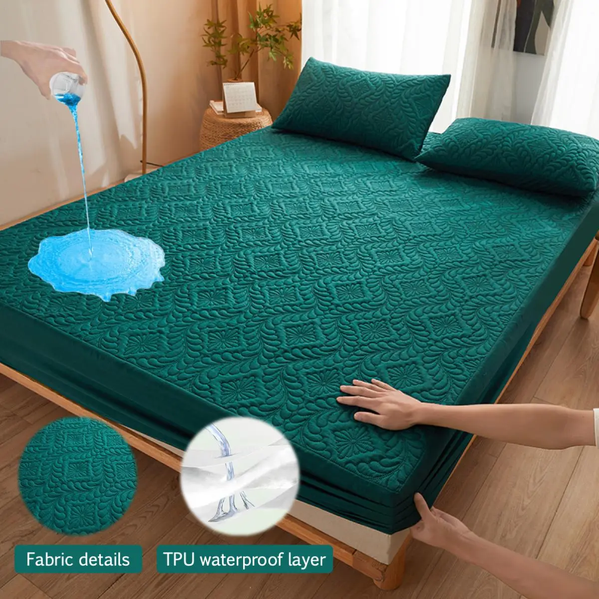Waterproof Mattress Cover Set, 3 Counts/set Including 1 Count Fitted Sheet & 2 Counts Pillowcase, Soft Comfortable Breathable Bedding Set for Bedroom, Soft Comfy Bedding, Breathable Sheets, Bedding Supplies